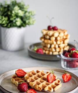 Gaufres Belges dans une assiettes avec des fraises